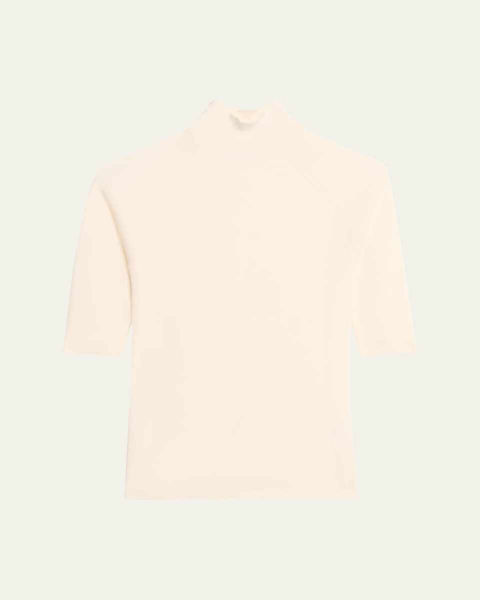 Elbow-Sleeve Turtleneck Sweater